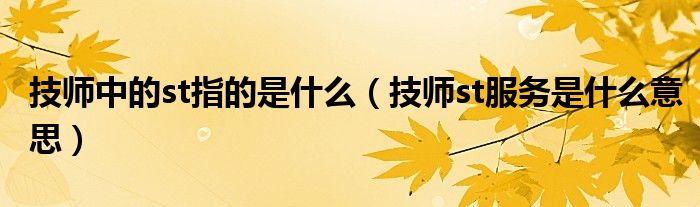 技师中的st指的是什么（技师st服务是什么意思）