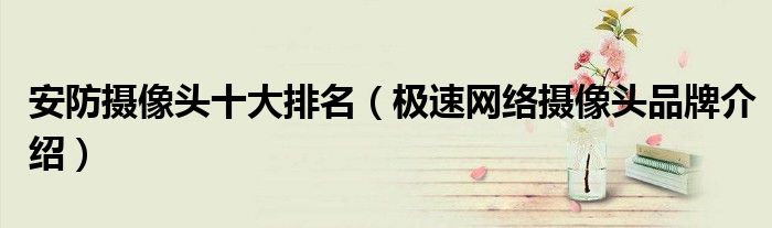 安防摄像头十大排名（极速网络摄像头品牌介绍）